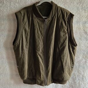 Vintage Luciano Barbera Dark Olive Green Waxed Vest Size 54
